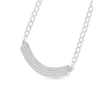 0.37 CT. T.W. Diamond Triple Row Curved Bar Necklace in Sterling Silver - 20"|Peoples Jewellers