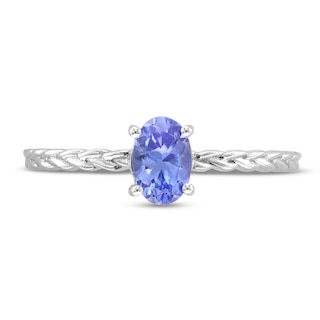 Oval Tanzanite Solitaire Braided Ring in 10K White Gold|Peoples Jewellers