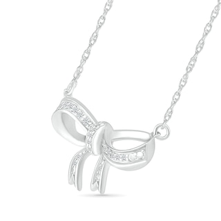 0.065 CT. T.W. Diamond Bow Necklace in Sterling Silver|Peoples Jewellers