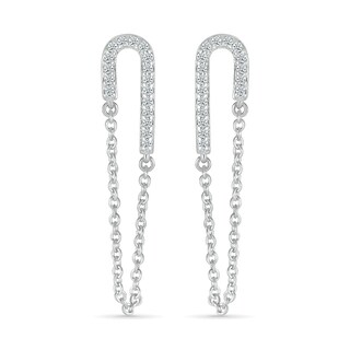 0.115 CT. T.W. Diamond Half Paperclip Chain Drop Earrings in Sterling Silver|Peoples Jewellers