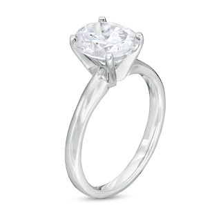 2.00 CT. Oval Certified Lab-Created Diamond Solitaire Engagement Ring in 14K White Gold (F/VS2)|Peoples Jewellers