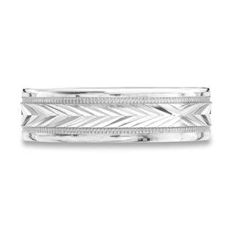 Men's Diamond-Cut 6.0mm Band in 10K White Gold - Size 10|Peoples Jewellers
