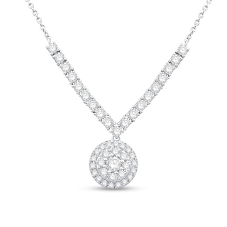 0.80 CT. T.W. Multi-Diamond Dangle Chevron Necklace in 10K White Gold|Peoples Jewellers