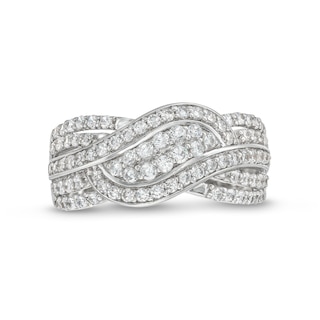 0.69 CT. T.W. Diamond Double Row Wave Bypass Ring in 10K Gold|Peoples Jewellers