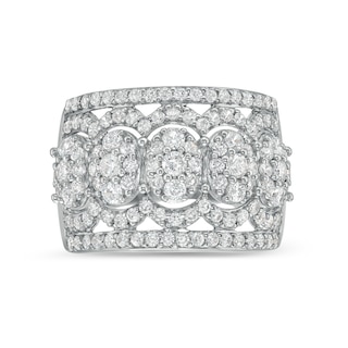 1.45 CT. T.W. Oval Multi-Diamond Edge Wide Band in 10K White Gold|Peoples Jewellers