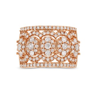 1.45 CT. T.W. Oval Multi-Diamond Edge Wide Band in 10K Rose Gold|Peoples Jewellers