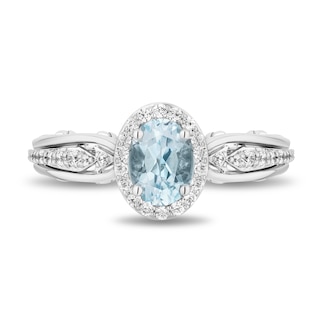 Collector's Edition Enchanted Disney Frozen 10th Anniversary Blue Topaz and Diamond Engagement Ring in 14K White Gold|Peoples Jewellers