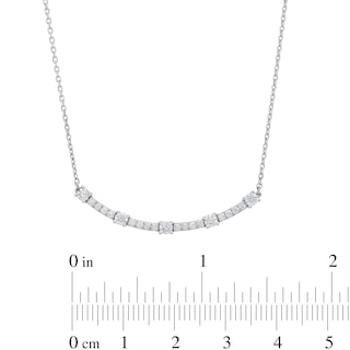0.50 CT. T.W. Certified Lab-Created Diamond Station Curved Bar Necklace in 10K White Gold (F/SI2)|Peoples Jewellers