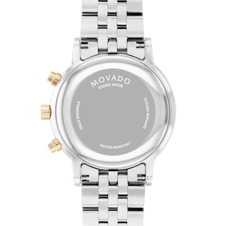 Men's Movado Museum® Classic Two-Tone PVD Chronograph Watch with Black Dial and Date Window (Model: 0607777)|Peoples Jewellers