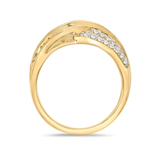 1.50 CT. T.W. Diamond Wavy Multi-Row Ring in 10K Gold|Peoples Jewellers