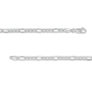 Men's Diamond-Cut 3.3mm Figaro Chain Necklace in Hollow 10K White Gold - 22"|Peoples Jewellers