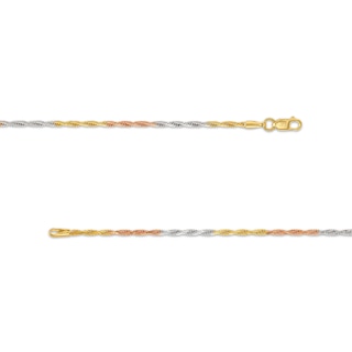 Ladies' Diamond-Cut 1.6mm Rope Chain Necklace in Solid 10K Tri-Tone Gold - 18"|Peoples Jewellers