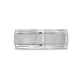 Men's Engravable Milgrain Edge 8.0mm Comfort-Fit Band in Sterling Silver (1 Line)|Peoples Jewellers