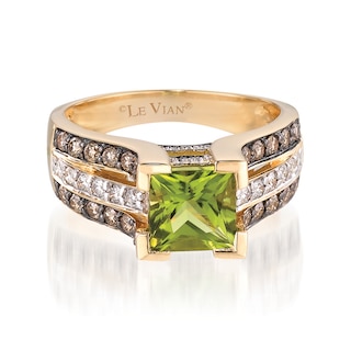 Le Vian® Green Apple Peridot™ and 0.60 CT. T.W. Diamond Multi-Row Ring in 14K Honey Gold™|Peoples Jewellers