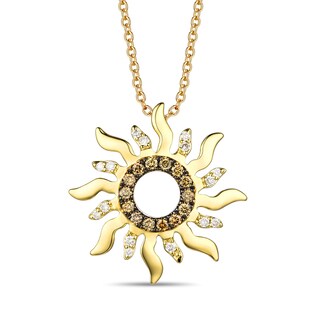 Le Vian® 0.25 CT. T.W. Chocolate Diamonds® and Nude Diamonds™ Sun Pendant in 14K Honey Gold®|Peoples Jewellers