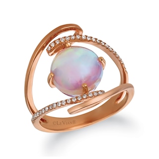 Le Vian® Neopolitan Opal™ and 0.10 CT. T.W. Vanilla Diamond™ Open Orbit Ring in 14K Strawberry Gold™|Peoples Jewellers