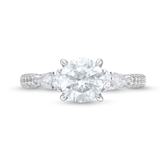 2.25 CT. T.W. Certified Lab-Created Diamond Sideways Three Stone Engagement Ring in 18K White Gold (F/VS2)|Peoples Jewellers
