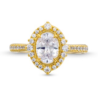 1.50 CT. T.W. Oval Certified Lab-Created Diamond Frame Engagement Ring in 18K Gold (F/VS2)|Peoples Jewellers