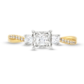 0.50 CT. T.W. Princess-Cut Diamond Miracle Past Present Future® Twist Shank Engagement Ring in 10K Gold (J/I3)|Peoples Jewellers