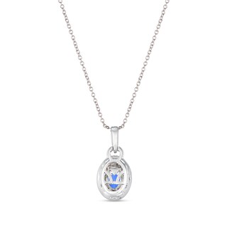 Le Vian® Oval Blueberry Sapphire™ and 0.08 CT. T.W. Diamond Frame Pendant in 14K Vanilla Gold™|Peoples Jewellers