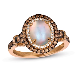 Le Vian® Oval Neopolitan Opal™ and 0.66 CT. T.W. Diamond Frame with Collar Ring in 14K Strawberry Gold™|Peoples Jewellers