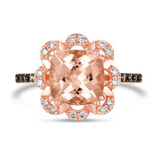 Le Vian® 9.0mm Peach Morganite™ and 0.24 CT. T.W. Diamond Floral Scallop Frame Ring in 14K Strawberry Gold™|Peoples Jewellers