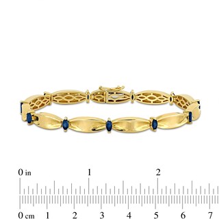 Eternally Bonded Marquise-Cut Blue Sapphire Station Cinch Line Bracelet in 10K Gold - 7.25"|Peoples Jewellers