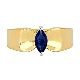 Eternally Bonded Marquise-Cut Blue Sapphire Solitaire Ring in 10K Gold|Peoples Jewellers