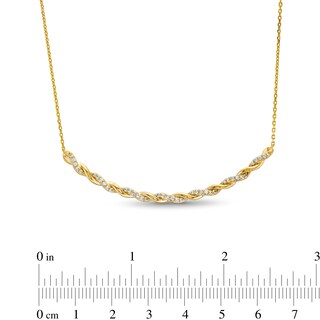 Circle of Gratitude® Collection 0.30 CT. T.W. Diamond Polished Curved Bar Necklace in 10K Gold - 19"|Peoples Jewellers