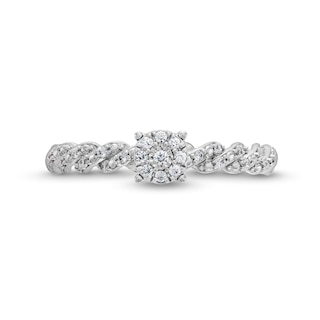 Circle of Gratitude® Collection 0.10 CT. T.W. Diamond Frame Braided Shank Ring in 10K White Gold|Peoples Jewellers