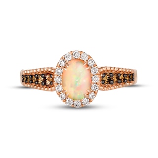 Le Vian® Oval Neapolitan Opal™ and 0.30 CT. T.W. Diamond Frame Ring in 14K Strawberry Gold™|Peoples Jewellers