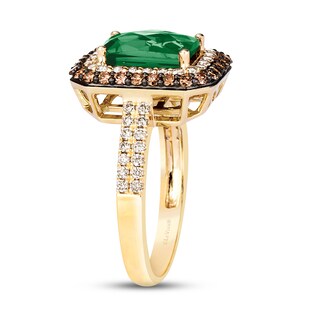 Le Vian® Emerald-Cut Costa Smeralda Emerald™ and 0.80 CT. T.W. Diamond Frame Ring in 14K Honey Gold™|Peoples Jewellers