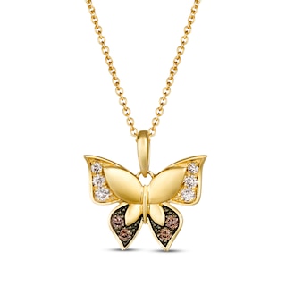 Le Vian® 0.15 CT. T.W. Chocolate Diamond® and Nude Diamond™ Butterfly Pendant in 14K Honey Gold™|Peoples Jewellers