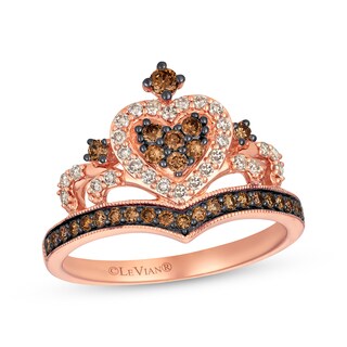 Le Vian® 0.50 CT. T.W. Chocolate Diamond® and Nude Diamond™ Heart Crown Ring in 14K Strawberry Gold™|Peoples Jewellers