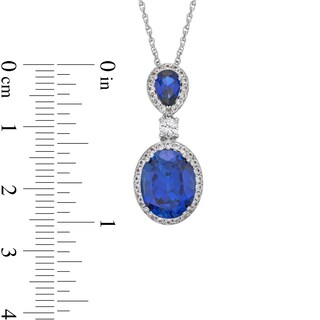 Blue and White Lab-Created Sapphire Dangle Pendant in Sterling Silver|Peoples Jewellers