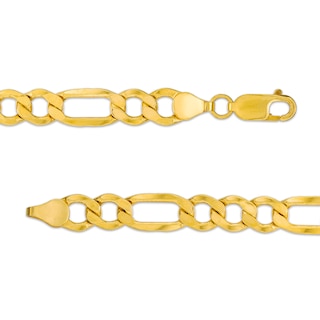 Men's 7.6mm Figaro Link Chain Necklace in Hollow 10K Gold - 24"|Peoples Jewellers