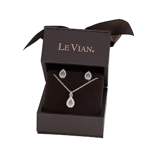 Le Vian® 0.35 CT. T.W. Chocolate Diamond® and Nude Diamond™ Frame Pendant and Stud Earrings Set in 14K Vanilla Gold™|Peoples Jewellers