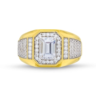 Men's 2.50 CT. T.W. Emerald-Cut Certified Lab-Created Diamond Frame Signet Ring in 10K Gold (F/SI2)|Peoples Jewellers