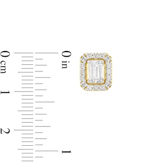 3.50 CT. T.W. Emerald-Cut Certified Lab-Created Diamond Frame Stud Earrings in 10K Gold (F/VS2)|Peoples Jewellers