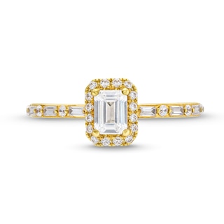 Vera Wang Love Collection 0.69 CT. T.W. Emerald-Cut Diamond Frame Art Deco Engagement Ring in 14K Gold (I/SI2)|Peoples Jewellers