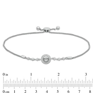 Unstoppable Love™ 0.085 CT. T.W. Diamond Circle Frame Bolo Bracelet in Sterling Silver - 9.75"|Peoples Jewellers