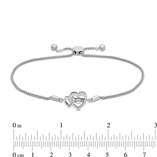 Unstoppable Love™ 0.085 CT. T.W. Diamond Interlocking Hearts Bolo Bracelet in Sterling Silver - 9.5"|Peoples Jewellers