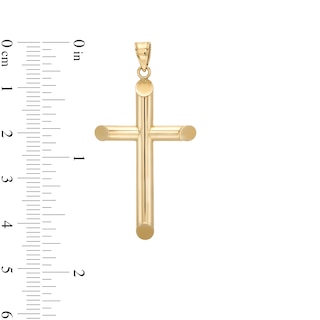 42.0mm Modern Cross Necklace Charm in Hollow 10K Gold|Peoples Jewellers