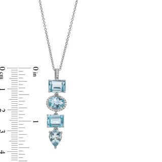 EFFY™ Collection Multi-Shape Aquamarine and 0.085 CT. T.W. Diamond Linear Pendant 14K White Gold|Peoples Jewellers