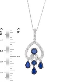 1.00 CT. T.W. Certified Lab-Created Diamond and Sapphire Chandelier Pendant in 10K White Gold (F/SI2)|Peoples Jewellers