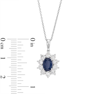 0.75 CT. T.W. Certified Lab-Created Diamond and Sapphire Frame Pendant in 10K White Gold (F/SI2)|Peoples Jewellers