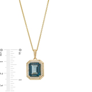 EFFY™ Collection London Blue Topaz and 0.14 CT. T.W. Diamond Frame Pendant 14K Gold|Peoples Jewellers
