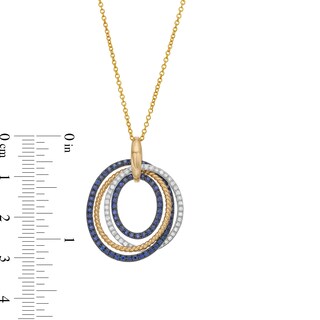 EFFY™ Collection Blue Sapphire and 0.18 CT. T.W. Diamond Loops Pendant 14K Gold|Peoples Jewellers