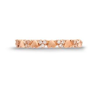 0.10 CT. T.W. Multi-Diamond Alternating Hearts Band in 10K Rose Gold|Peoples Jewellers