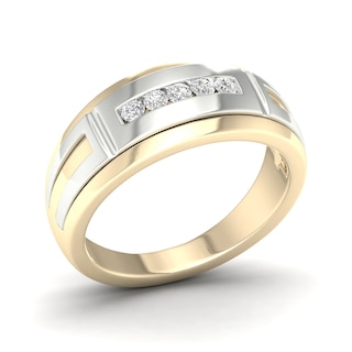 Men's 0.20 CT. T.W. Canadian Certified Diamond Five Stone Band in 14K Two-Tone Gold (I/I1)|Peoples Jewellers